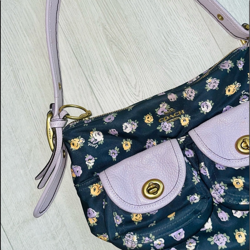 COACH Vintage Rose Print Nylon Cargo Shoulder Bag